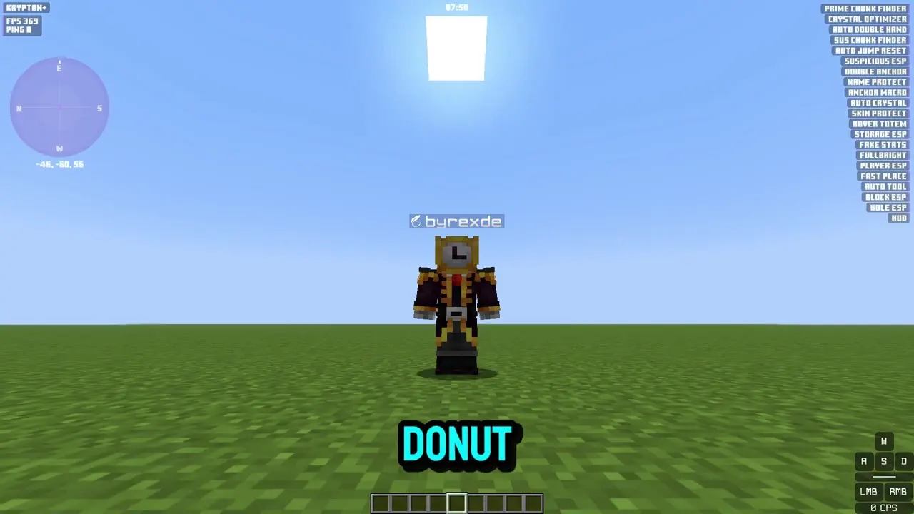 KRYPTON+ HUD with compass, arraylist and keystrokes